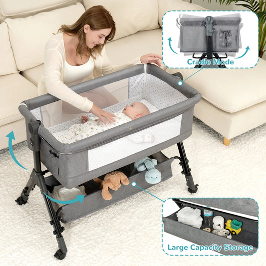 3 in 1 Baby Bassinet Bedside Sleeper, Foldable & Portable