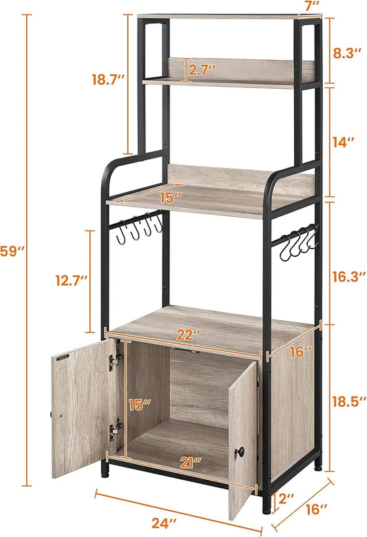 Kitchen Baker's Rack with Storage Shelves & Cabinet