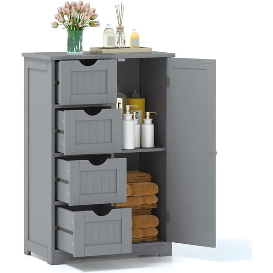 Bathroom Multifunctional Storage Cabinet with 4 Drawers and 1 Door