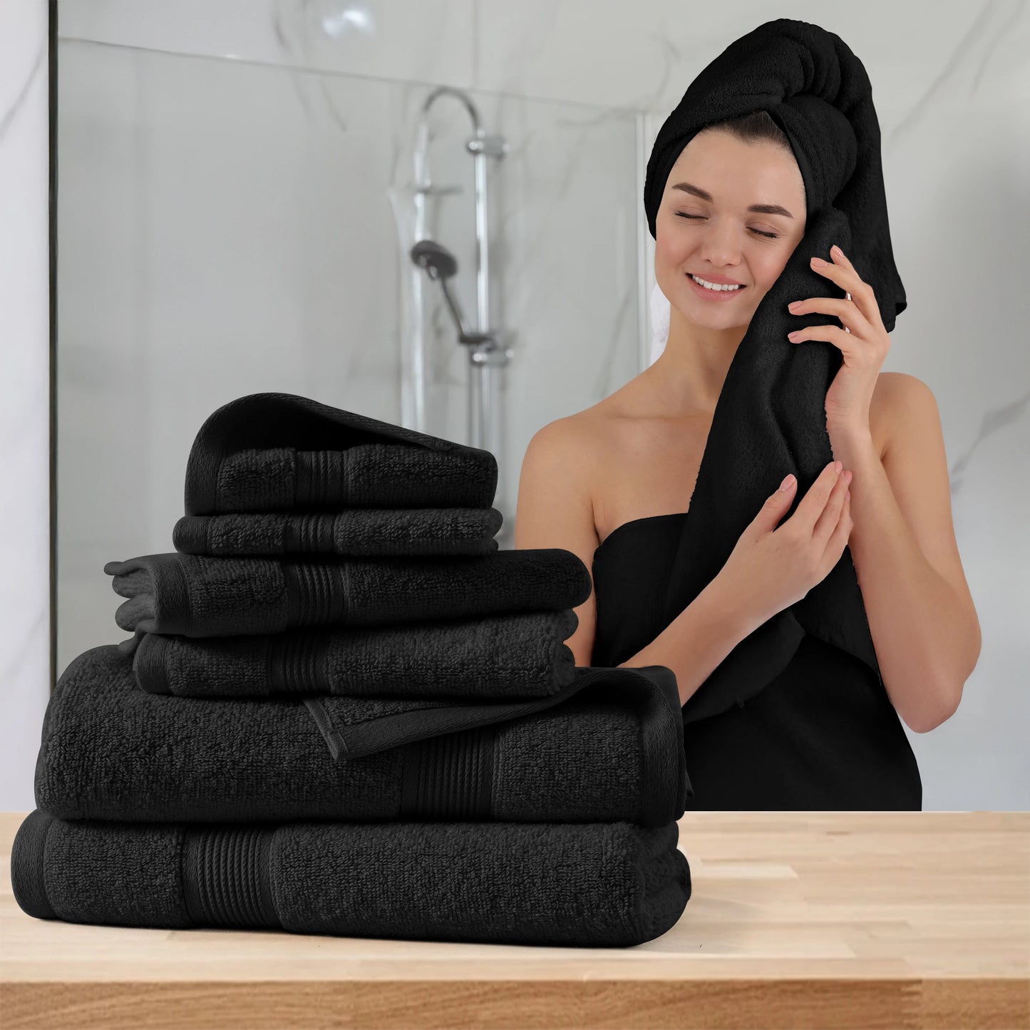 6-Piece Bath Towel Set – 100% Cotton, Ultra-Soft & Absorbent