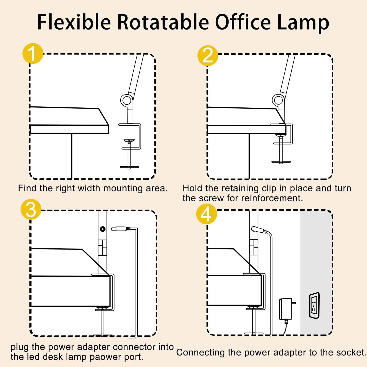 Flexible 4 sections Swing Arm Three Light Sources Desk Light