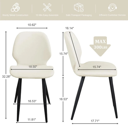 Set of 6, Mid Century Leather Upholstered Chairs with Breathable Seat