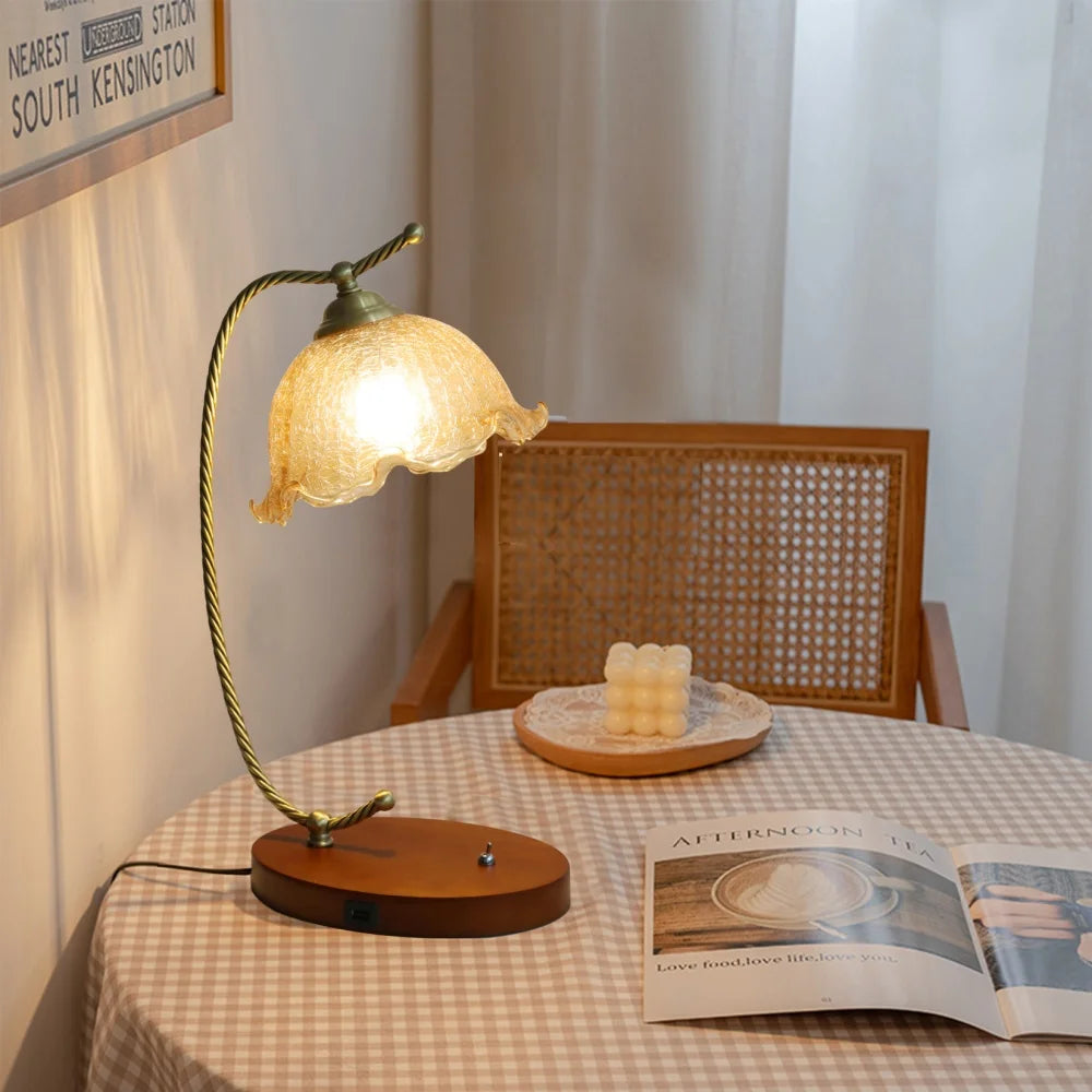 Modern Glass Flower Desk Lamp