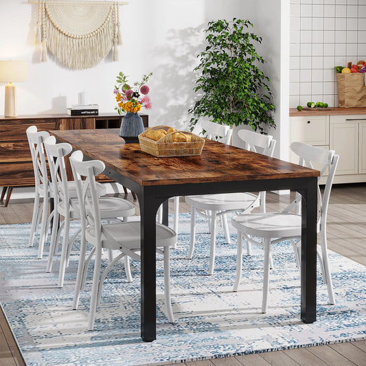 Long Rectangular Rustic Wood Dining Table for 6-8 People