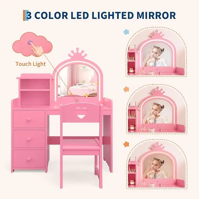 2 in 1 Princess Makeup Vanity Desk & Chair