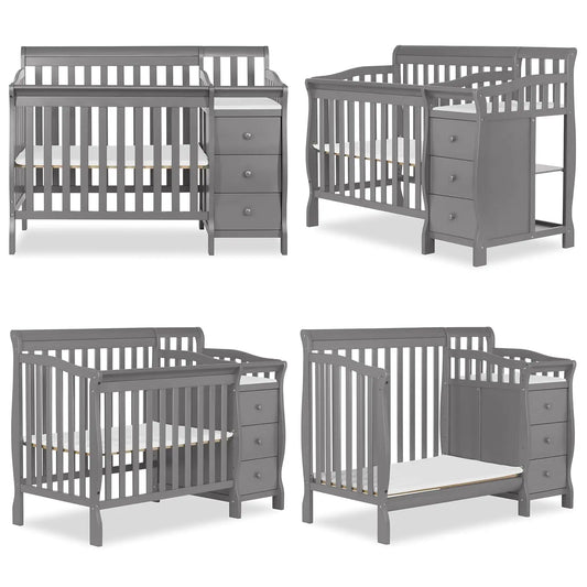 4-in-1 Mini Convertible Baby Crib & Changer with Storage