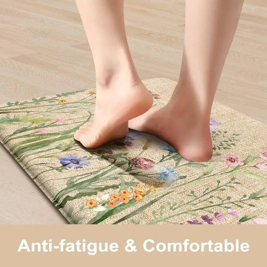 Anti Fatigue Floral Kitchen Mat Sets of 2 are also Non-Slip & Cushioned