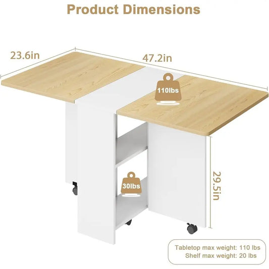 Space Saving Farmhouse Dining Table for 4 with Storage Shelf