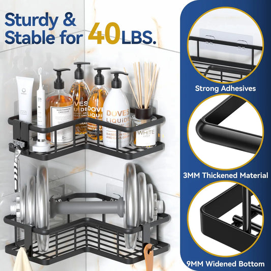 5-Pack Rustproof Shower Organizer Corner with Soap Holder