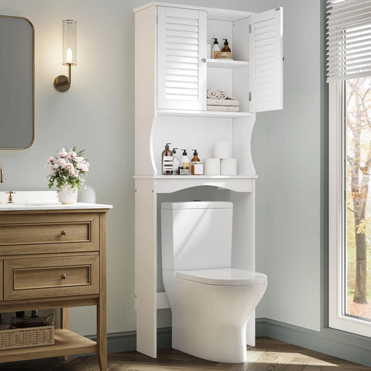 Space-Saving Bathroom Organizer with Adjustable Shelf & Anti-Tip