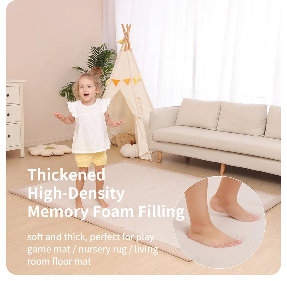 Coral Velvet Padded Foam Rug for Kids Playroom & Nursery