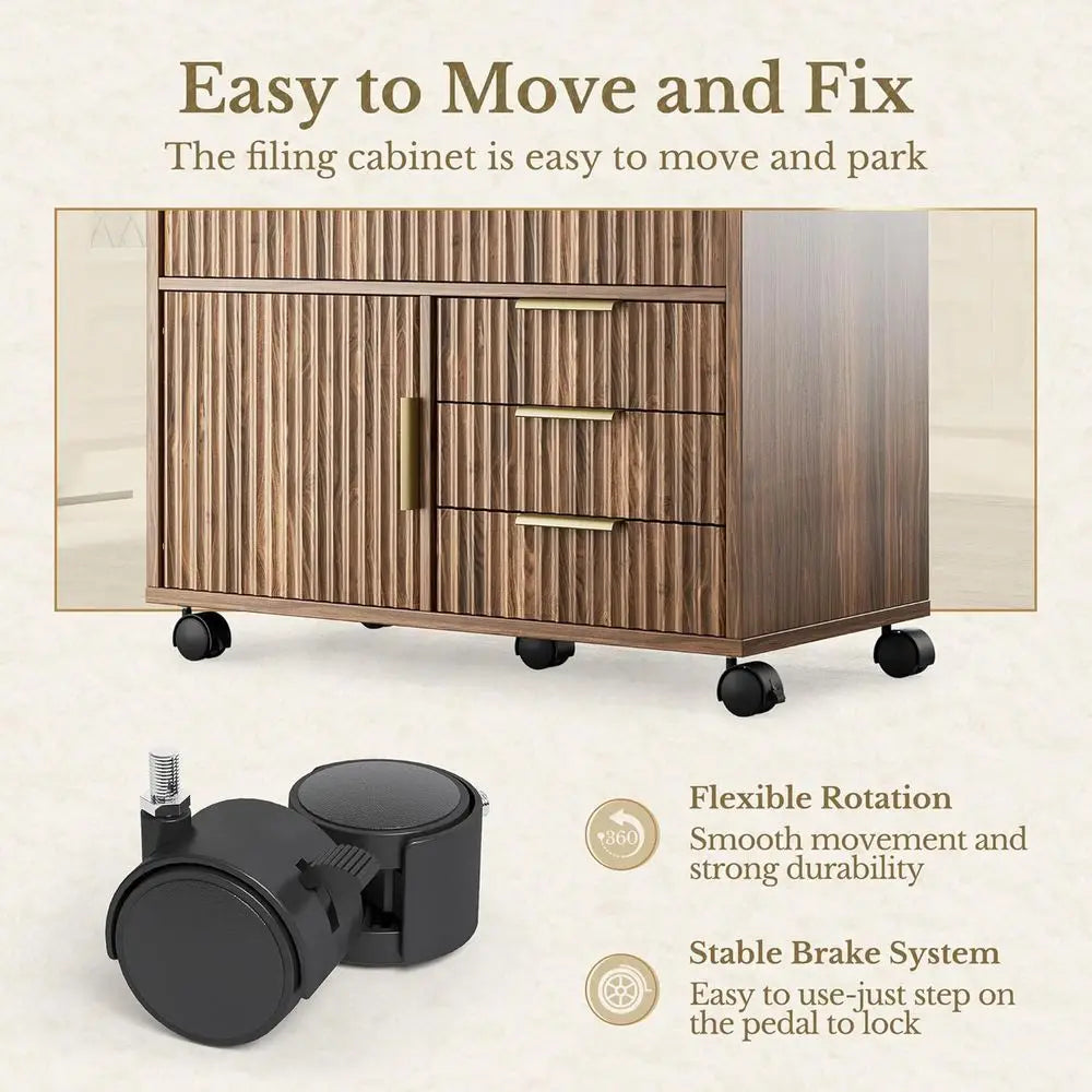 Fluted File Cabinet with 5 Drawers