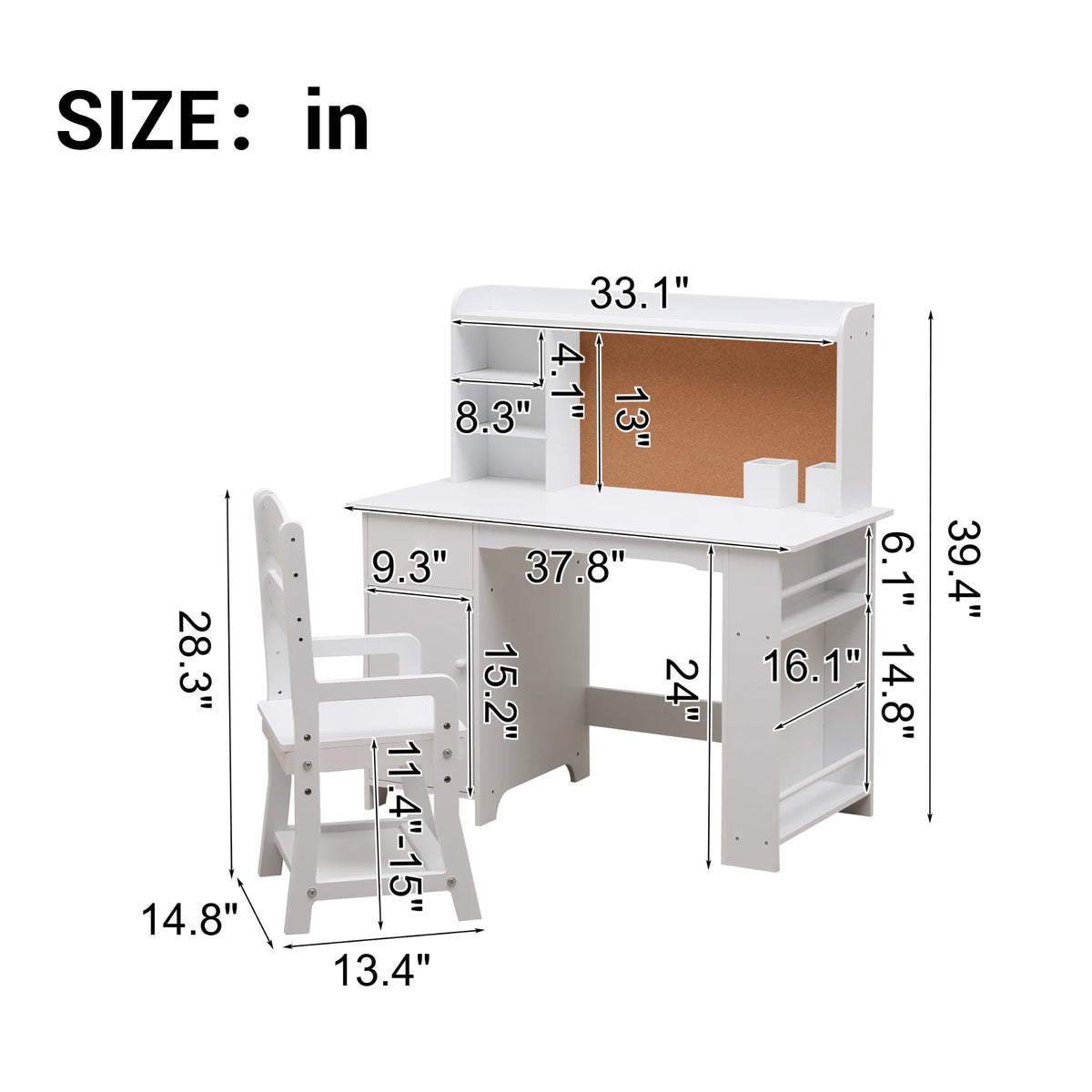Kids Study Desk & Chair Set with Storage