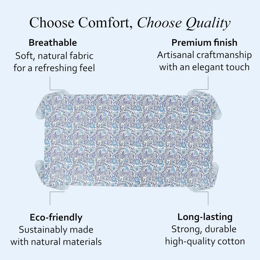 100% Cotton 60x60 Inch Indian Block Print Square Tablecloth in Indigo