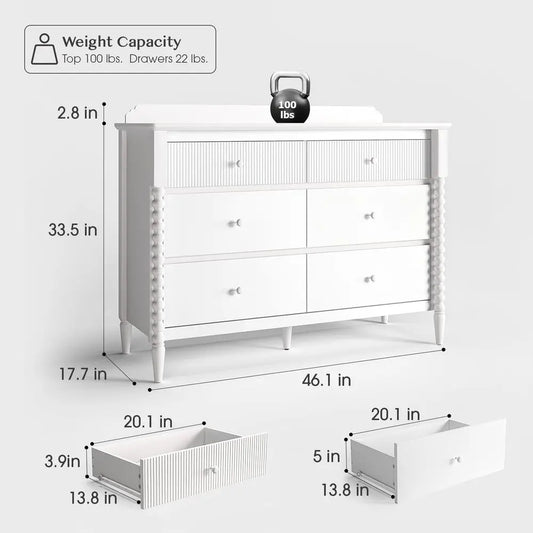 Kids Wood Dresser with Large Storage Drawers for Bedroom or Nursery