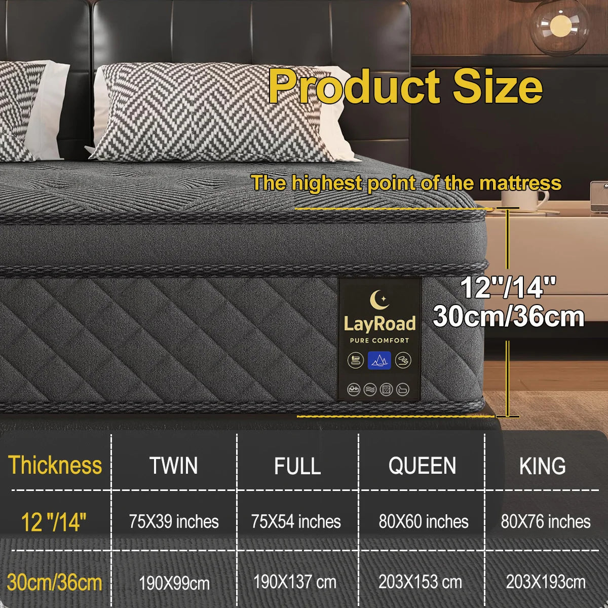12–14 Inch Memory Foam Mattress, Medium Firmness