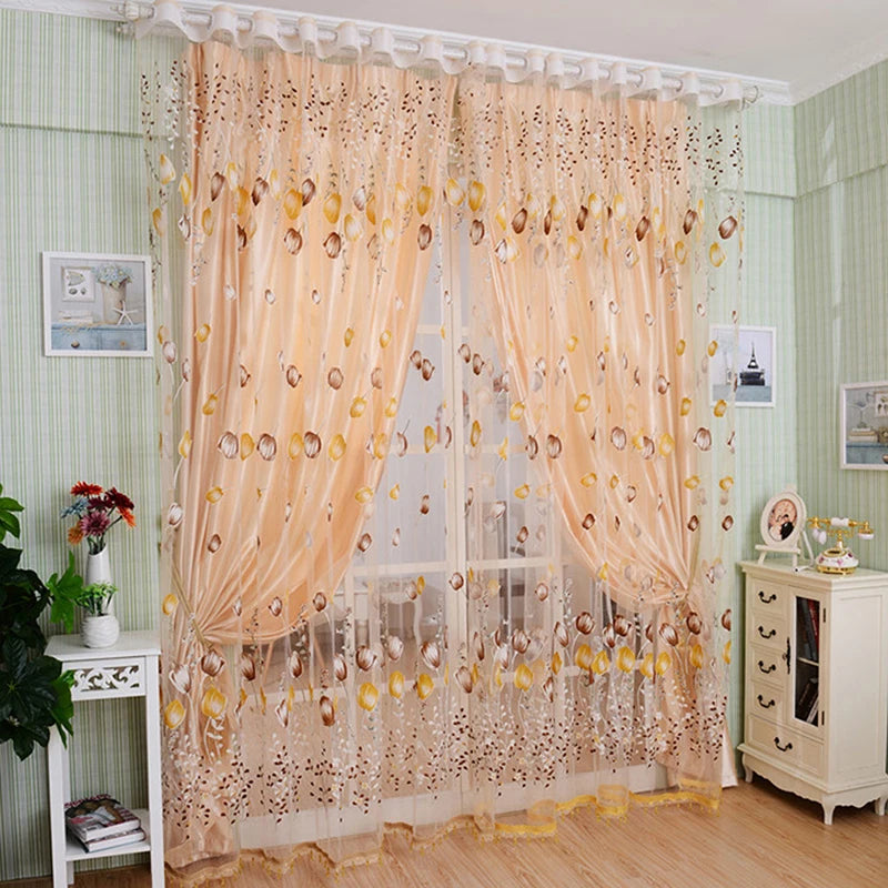 1Pc Modern Tulip Window Screen, Drape, Curtain