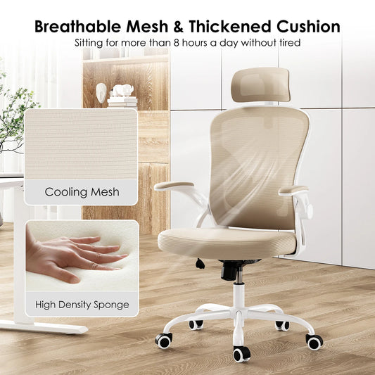 Ergonomic Home Office Desk Chair with Headrest & High Back