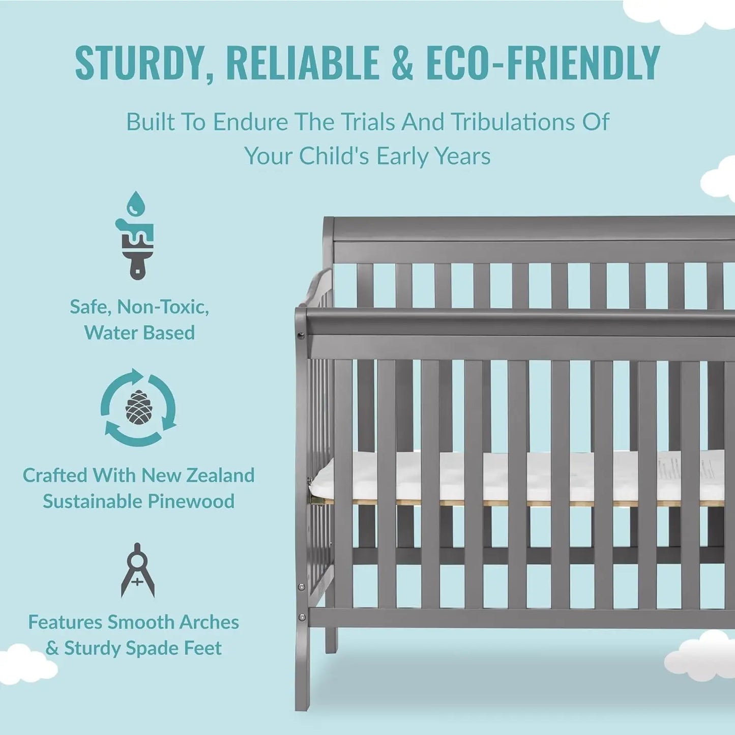 4-in-1 Mini Convertible Baby Crib & Changer with Storage