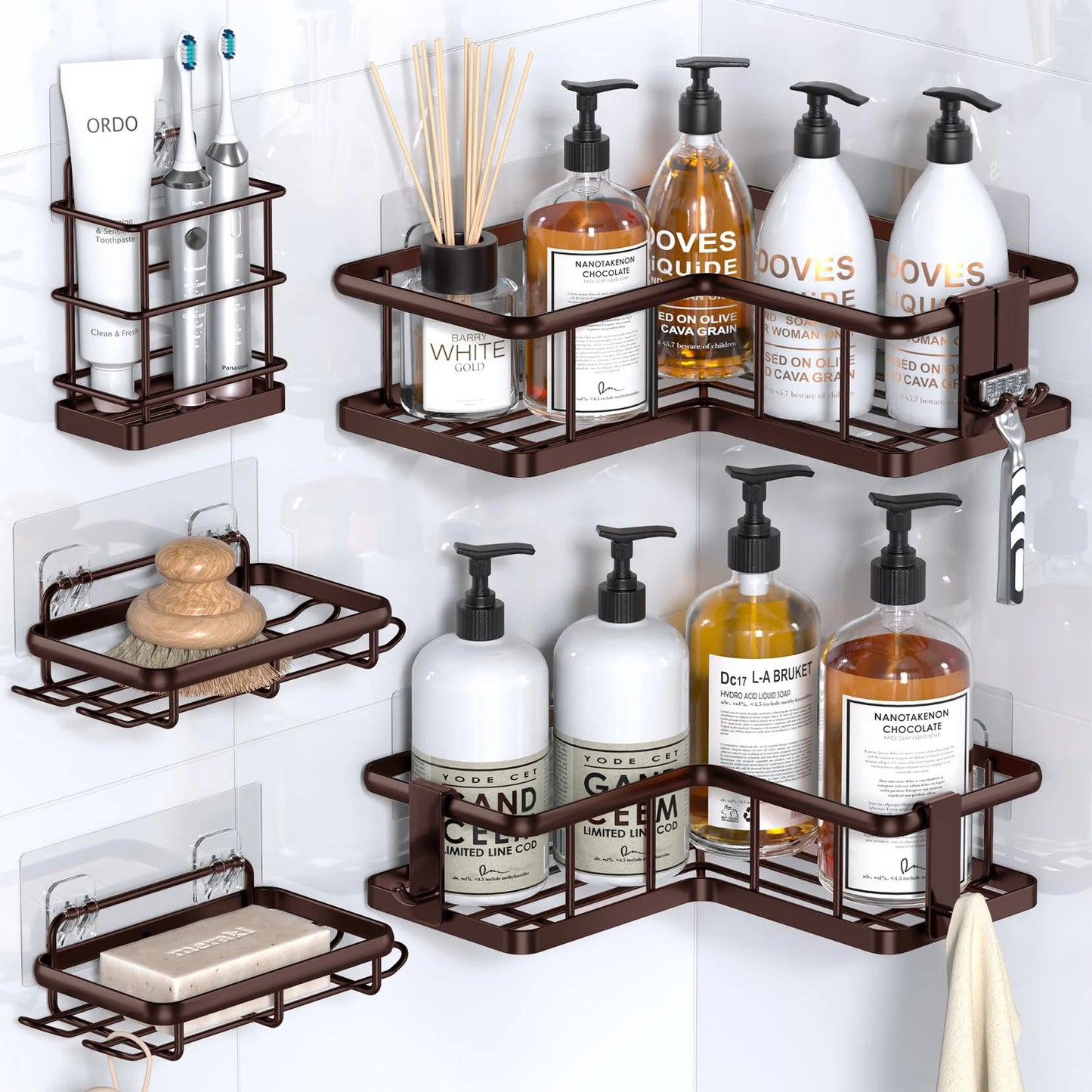 5-Pack Rustproof Shower Organizer Corner with Soap Holder