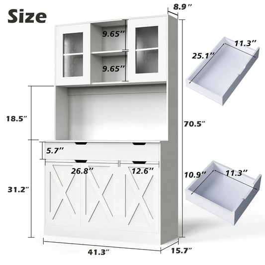 71" Tall Hutch with Charging Station & Adjustable