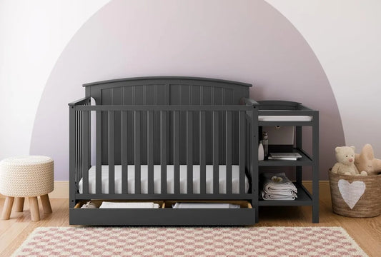 5-in-1 Convertible Crib and Changer with Drawer
