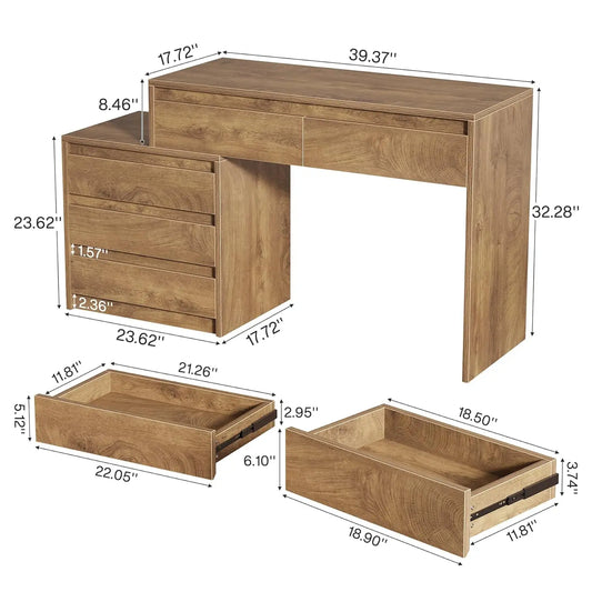 63" Vanity Desk with 5 Drawers