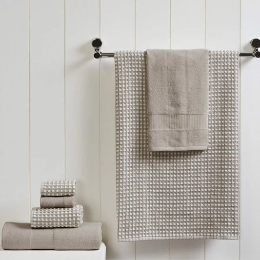 6 Piece 100% Combed Cotton Cobblestone Towel Set