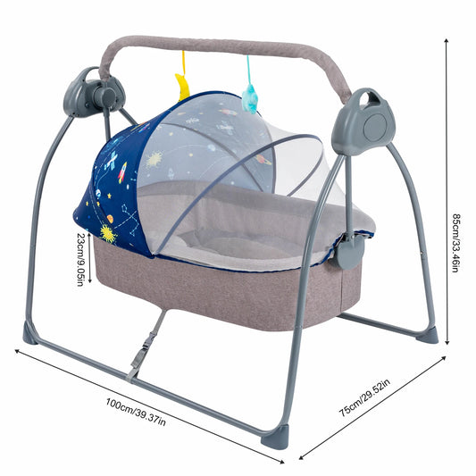 Baby Cradle, 5 Speeds Swing with Remote Control