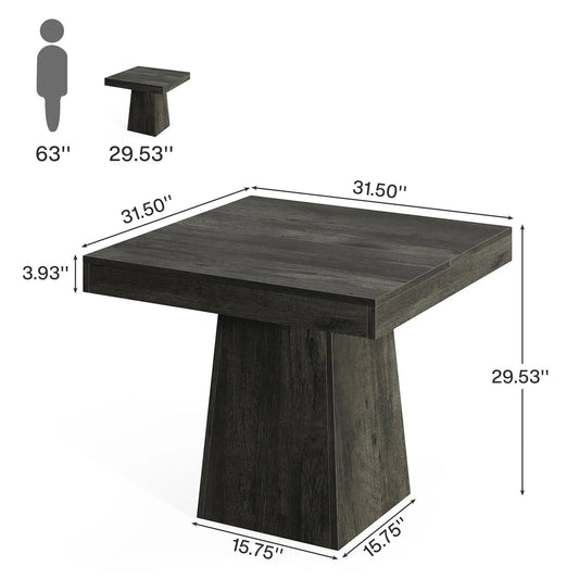 Small Square Dinner Table with Sturdy Pedestal Base