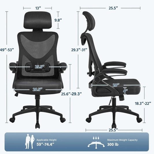 High Back Desk Chair with Headrest & Lumbar Support