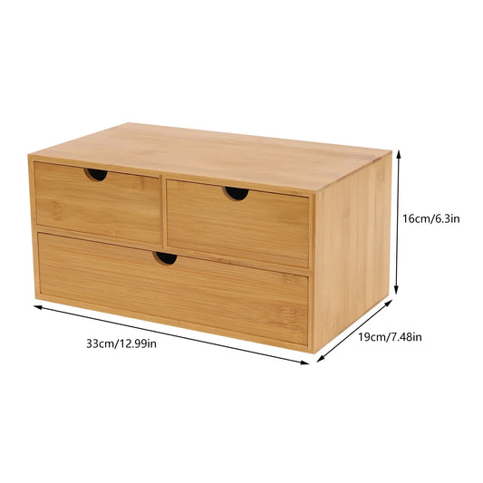 Bamboo Desktop Storage Organizer with 3-Drawers