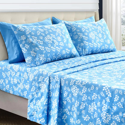 Floral Bed Sheet Set - Ultra-Soft Microfiber Sheets with 16 inch Deep Pocket