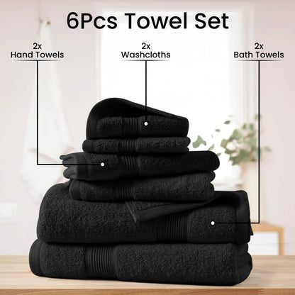 6-Piece Bath Towel Set – 100% Cotton, Ultra-Soft & Absorbent