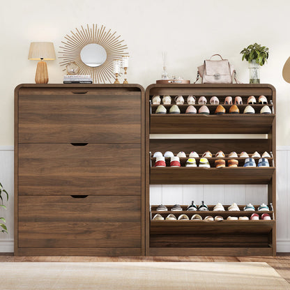 Shoe Cabinet with 3 Flip Drawers & Adjustable Shelves for 18-27 Pairs