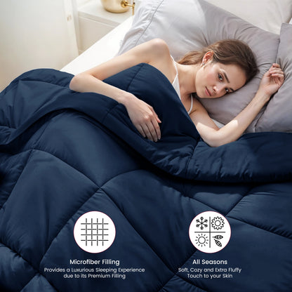 Down Alternative Comforter – 1 Piece Fluffy Duvet Insert with Box Stitch Design