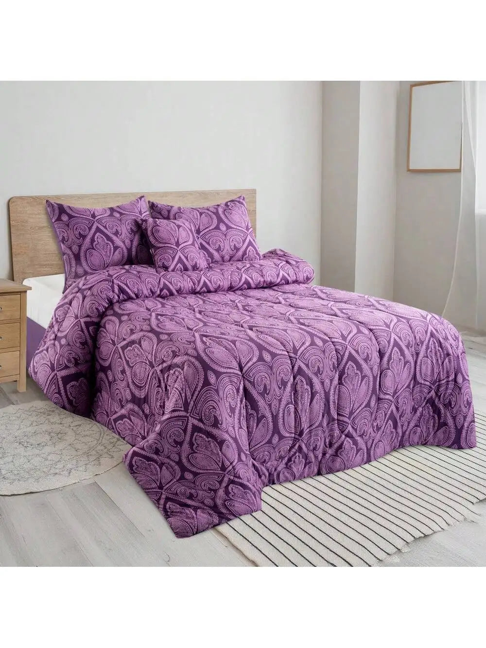 Printed Reversible 5pc Comforter & Bedding Set