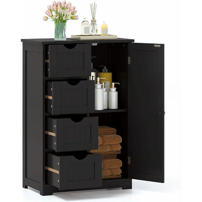 Bathroom Multifunctional Storage Cabinet with 4 Drawers and 1 Door