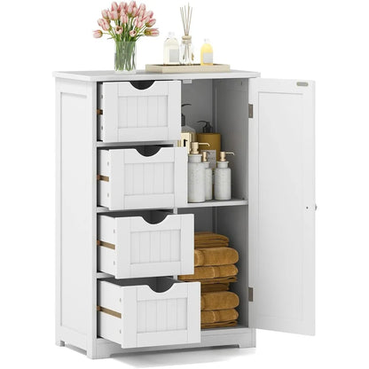 Bathroom Multifunctional Storage Cabinet with 4 Drawers and 1 Door