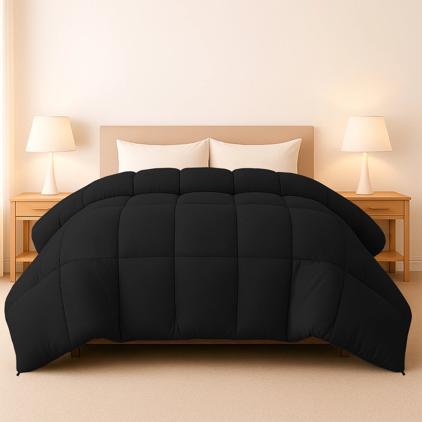 Down Alternative Comforter – 1 Piece Fluffy Duvet Insert with Box Stitch Design