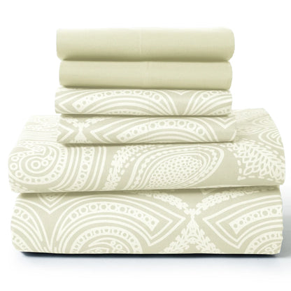 6Pc Paisley Sheet Set – Soft Microfiber, Wrinkle-Free, Luxurious Printed Bed Sheets