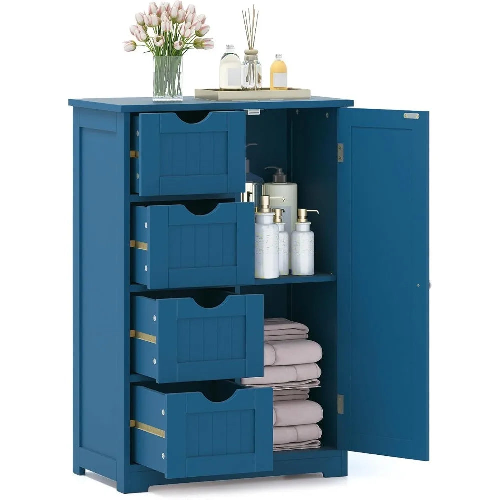 Bathroom Multifunctional Storage Cabinet with 4 Drawers and 1 Door