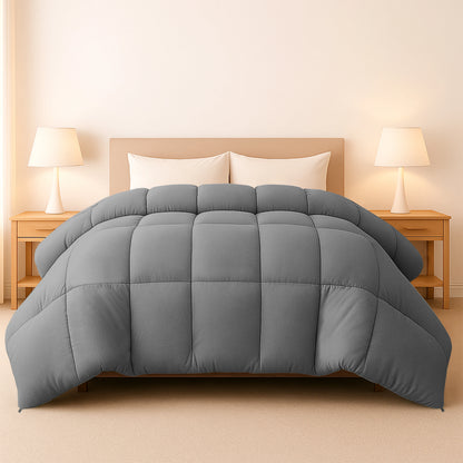 Down Alternative Comforter – 1 Piece Fluffy Duvet Insert with Box Stitch Design