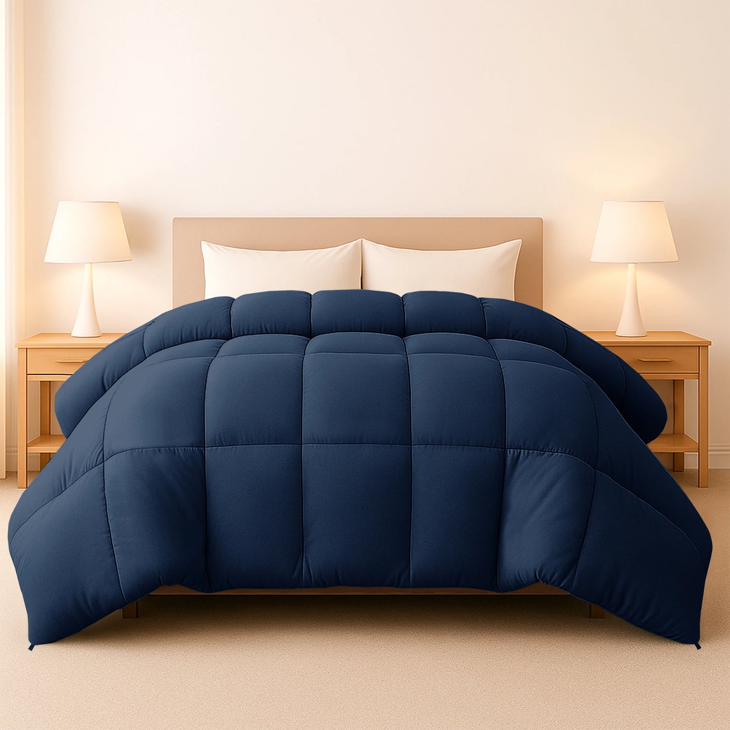 Down Alternative Comforter – 1 Piece Fluffy Duvet Insert with Box Stitch Design