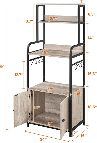 Kitchen Baker's Rack with Storage Shelves & Cabinet