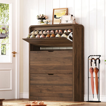 Shoe Cabinet with 3 Flip Drawers & Adjustable Shelves for 18-27 Pairs