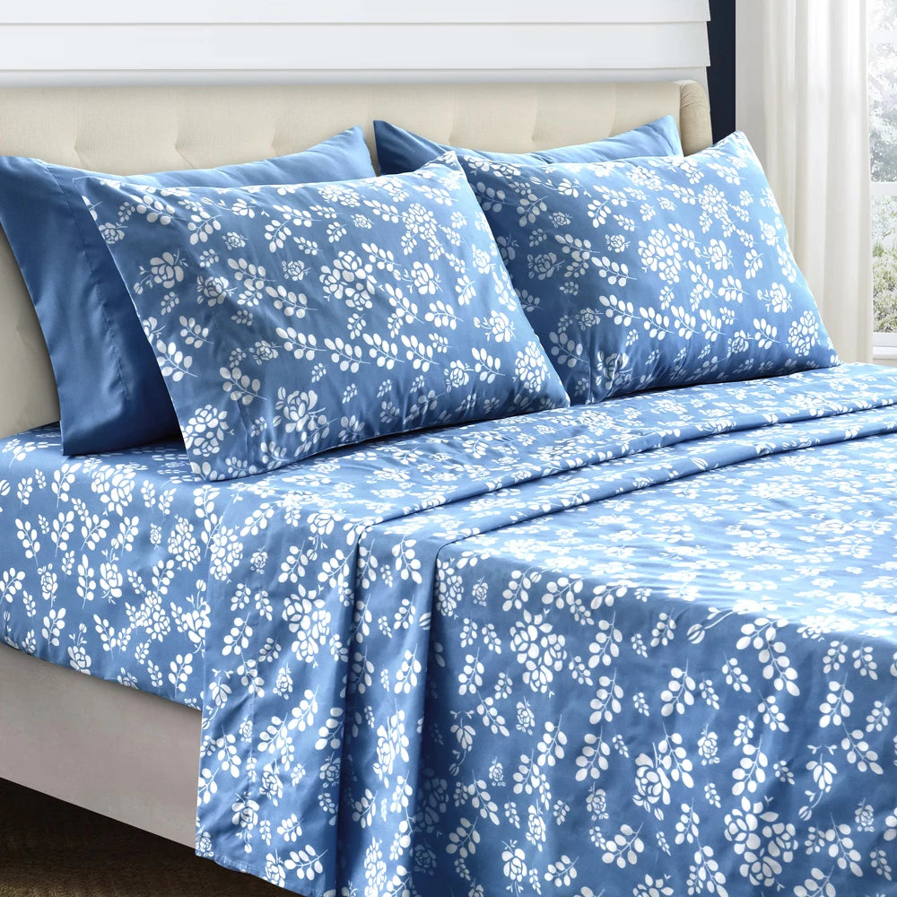 Floral Bed Sheet Set - Ultra-Soft Microfiber Sheets with 16 inch Deep Pocket