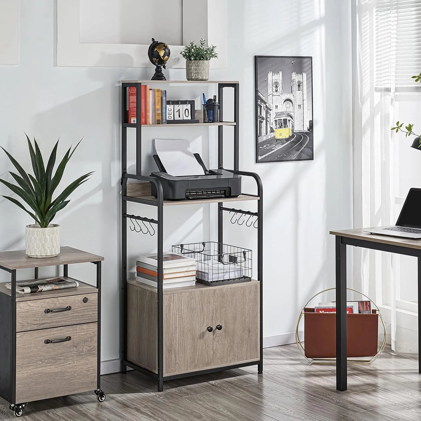 Kitchen Baker's Rack with Storage Shelves & Cabinet