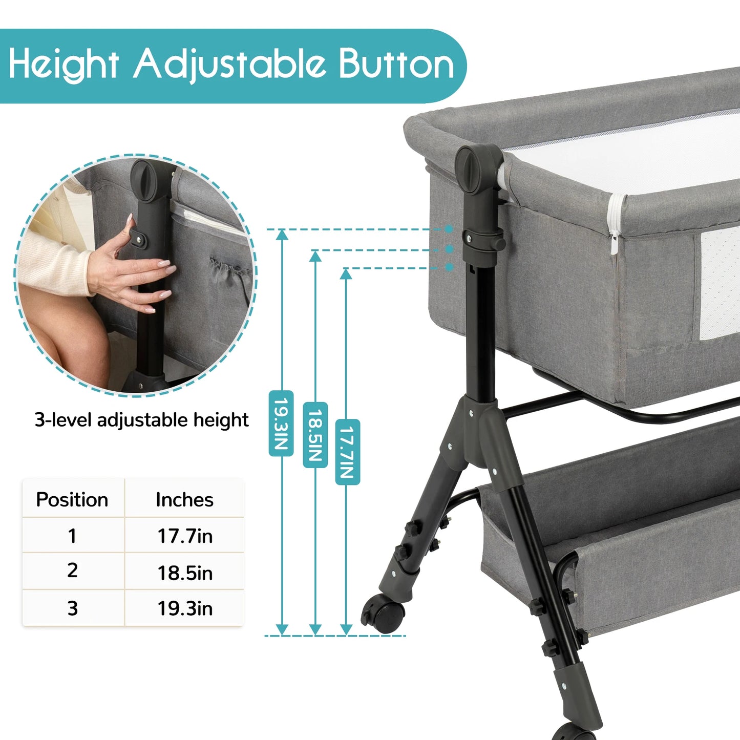 3 in 1 Baby Bassinet Bedside Sleeper, Foldable & Portable