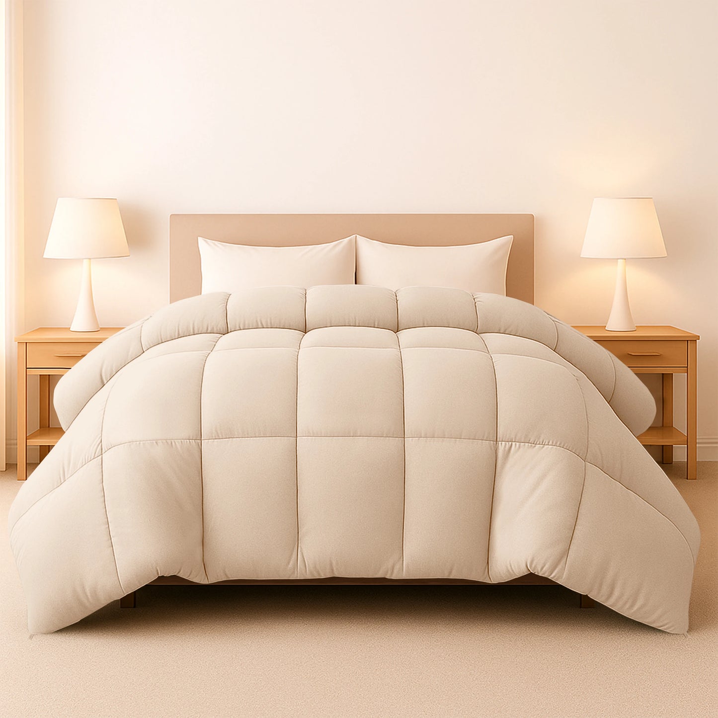 Down Alternative Comforter – 1 Piece Fluffy Duvet Insert with Box Stitch Design